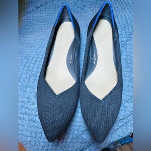 Rothy's Black Flats with Blue Trim